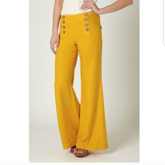 mustard yellow bell bottom pants